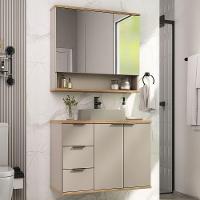 Conjunto De Banheiro Aqua 76cm Estilare Cnj4006 Nude/carvalho - 1