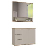 Conjunto De Banheiro Aqua 76cm Estilare Cnj4006 Nude/carvalho - 5