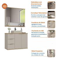 Conjunto De Banheiro Aqua 76cm Estilare Cnj4006 Nude/carvalho - 7