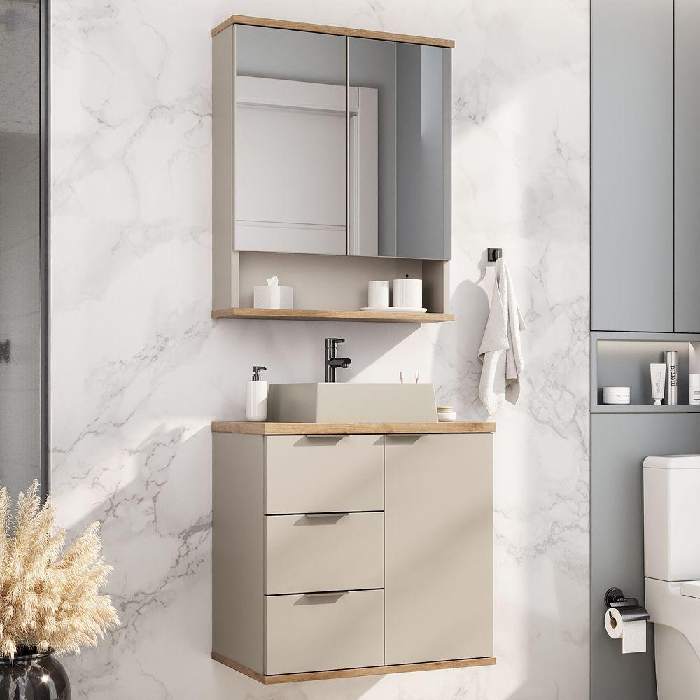 Conjunto Com Cuba Aqua 56,7cm Estilare Cnj4005 Nude/carvalho - 1