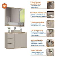 Conjunto Com Cuba Aqua 76cm Estilare Cnj4006 Nude/carvalho - 8