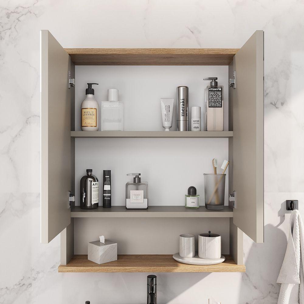 Conjunto De Banheiro Aqua 56,7cm Estilare Cnj4005 Nude/carvalho - 5