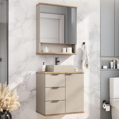 Conjunto De Banheiro Aqua 56,7cm Estilare Cnj4005 Nude/carvalho