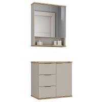 Conjunto De Banheiro Aqua 56,7cm Estilare Cnj4005 Nude/carvalho - 2