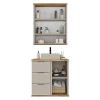 Conjunto De Banheiro Aqua 56,7cm Estilare Cnj4005 Nude/carvalho - 3