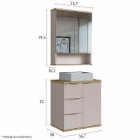 Conjunto De Banheiro Aqua 56,7cm Estilare Cnj4005 Nude/carvalho