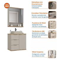 Conjunto De Banheiro Aqua 56,7cm Estilare Cnj4005 Nude/carvalho - 8