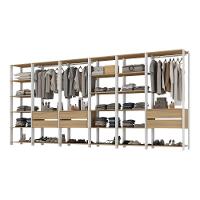 Closet Aberto Modulado Arara Organizadora Com Cabideiro 405cm Allegra Multimóveis Mp4391 Branco/madeirado - 2