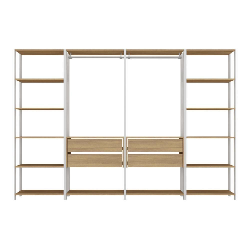 Closet Aberto Modulado Arara Organizadora Com Cabideiro 270cm Allegra Multimóveis Mp4390 Branco/madeirado - 6