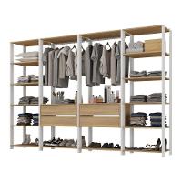 Closet Aberto Modulado Arara Organizadora Com Cabideiro 270cm Allegra Multimóveis Mp4390 Branco/madeirado - 2