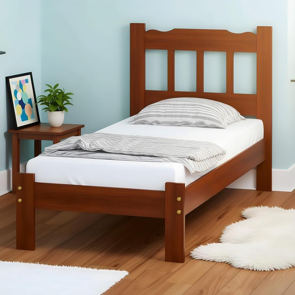 Cama Solteiro Madeira Maciça Reforçada Marrom - 1