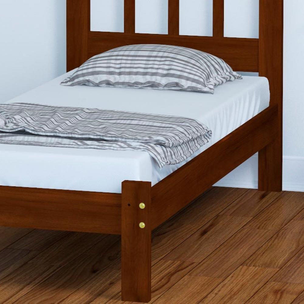 Cama Solteiro Madeira Maciça Reforçada Marrom - 3