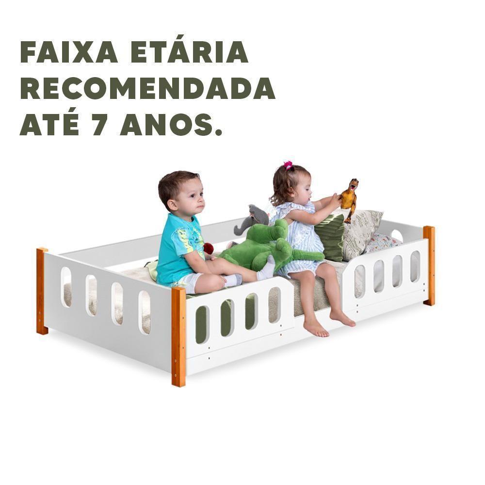 Cama De Chão Montessoriana Infantil Branca Com Gradinha - 3