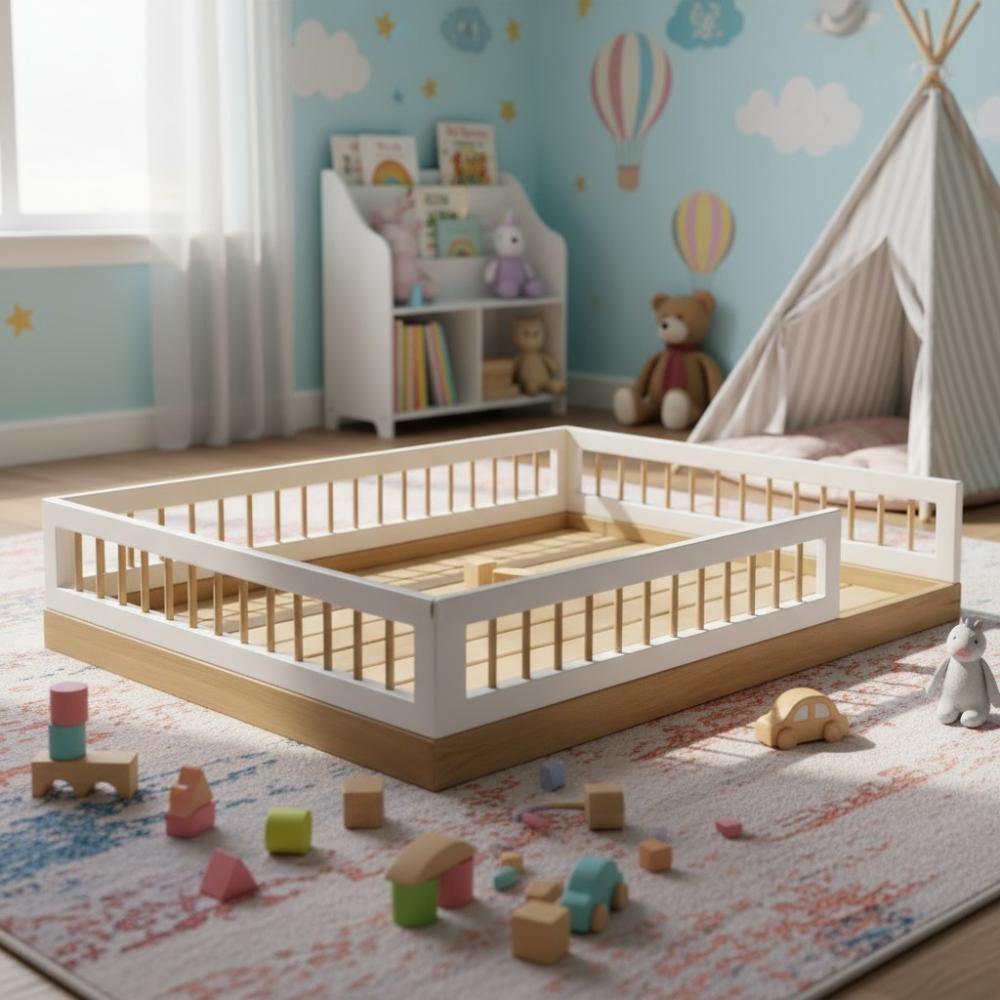 Cama Infantil Casal Montessoriana Com Grade De Proteção - 7