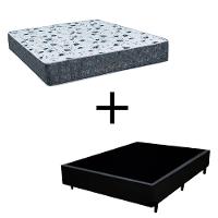 Cama Box Viúva 128 Tecido Sintético Preto Com Colchão Espuma Alegro Bello Box D28 Cinza 57x128x188 - 1