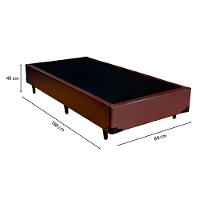 Cama Box Solteiro 88 Tecido Sintético Marrom Com Colchão De Espuma D33 Tokio Bege - 2