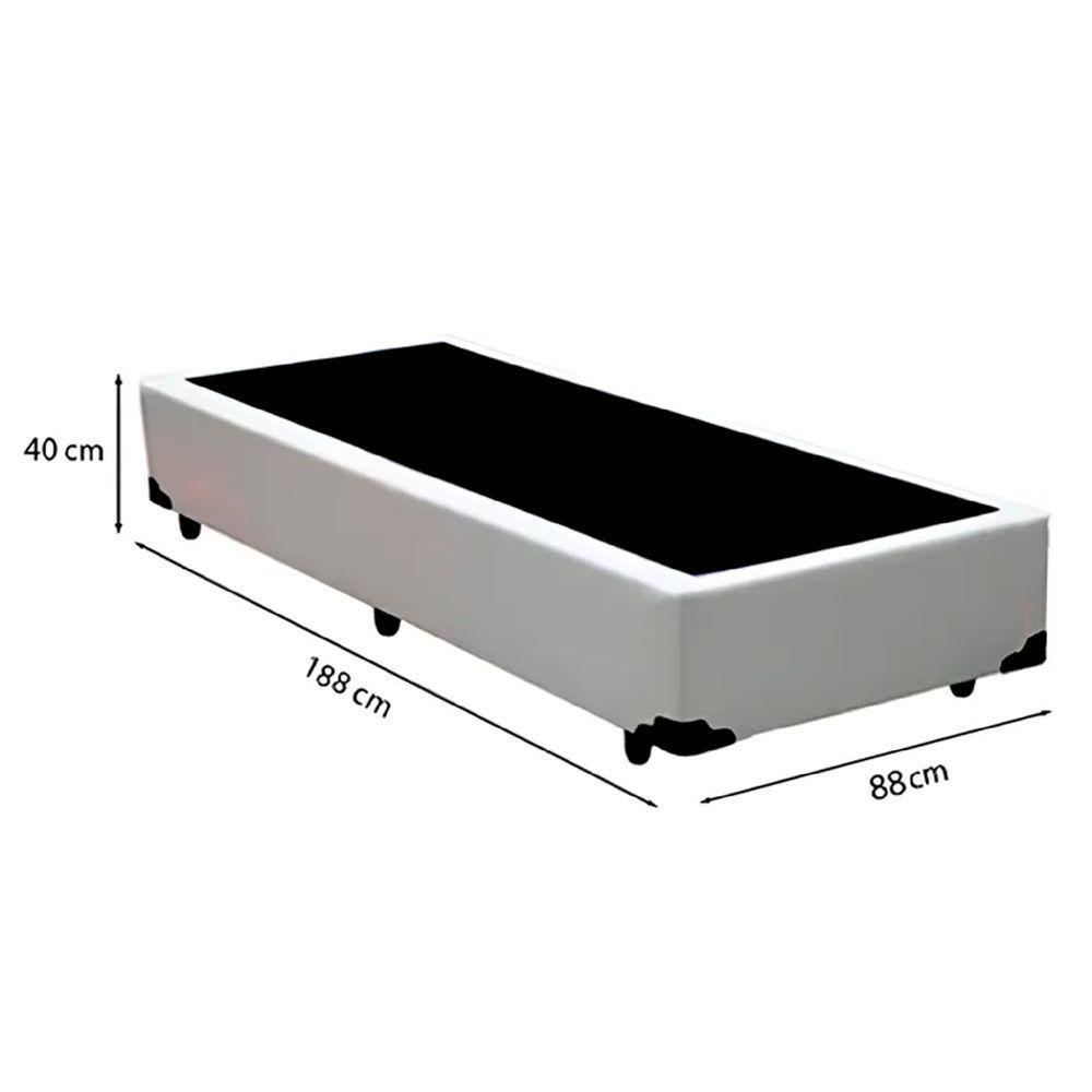 Cama Box Solteiro 88 Tecido Sintético Branco Com Colchão De Espuma D33 Tokio Bege - 2