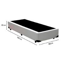 Cama Box Solteiro 88 Tecido Sintético Branco Com Colchão De Espuma D33 Tokio Bege - 2
