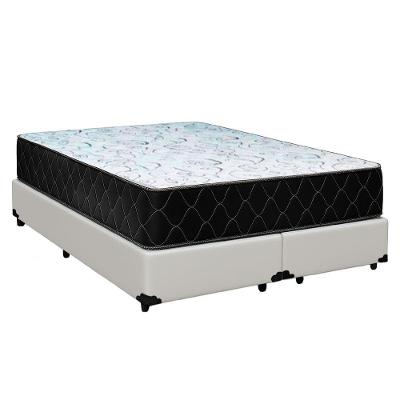Cama Box Queen 158 Tecido Sintético Branco Com Colchão Marrocos - Poliéster - Espuma D33 30cm