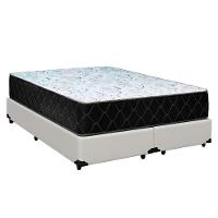 Cama Box Queen 158 Tecido Sintético Branco Com Colchão Marrocos - Poliéster - Espuma D33 30cm - 1