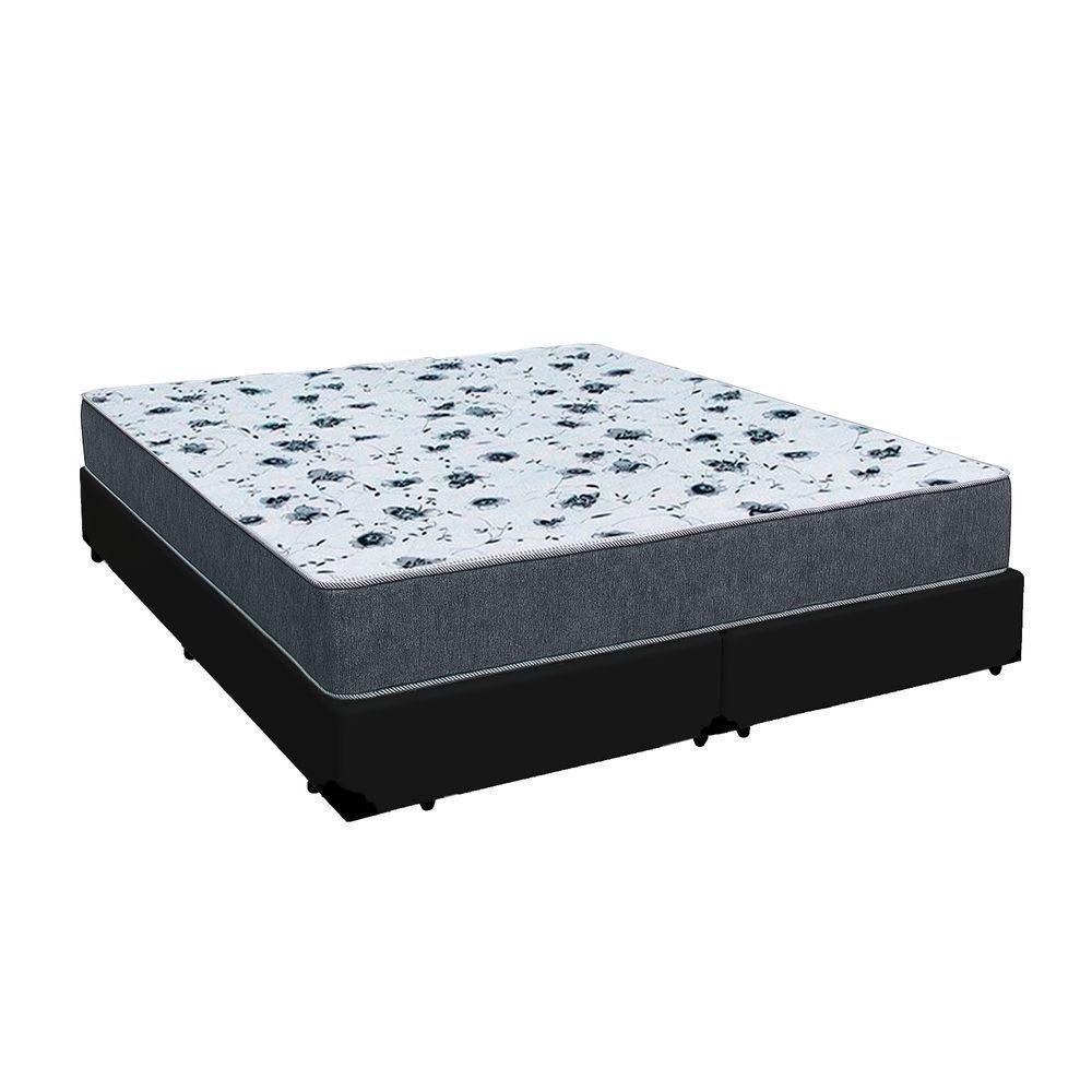 Cama Box Queen 158 Tecido Sintético Preto Com Colchão Alegro Bello Box Espuma D28 Cinza 57x158x198 - 1