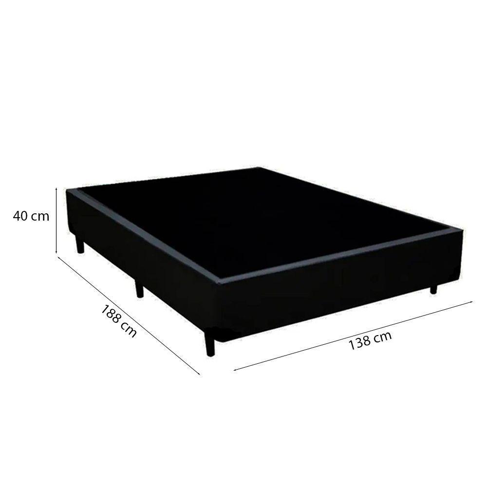 Cama Box Casal 138 Tecido Sintético Preto Com Colchão Espuma D33 Tokio Bege - Bello Box - 65x138x188 - 2
