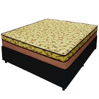 Cama Box Casal 138 Tecido Sintético Preto Com Colchão Espuma D33 Tokio Bege - Bello Box - 65x138x188 - 1