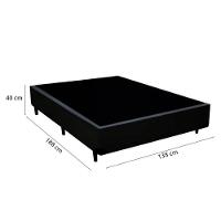 Cama Box Casal 138 Tecido Sintético Preto Com Colchão Espuma D33 Tokio Bege - Bello Box - 65x138x188 - 2