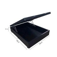 Cama Box Baú Viúva 128 Tecido Sintético Preto Com Colchão Espuma D20 - Tampo Preto Bello Box 12cm - 3