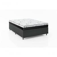 Cama Box Casal 138 Sintético Preto Com Colchão Espuma D33 One Face - Bello Box - 58x138x188 - 1