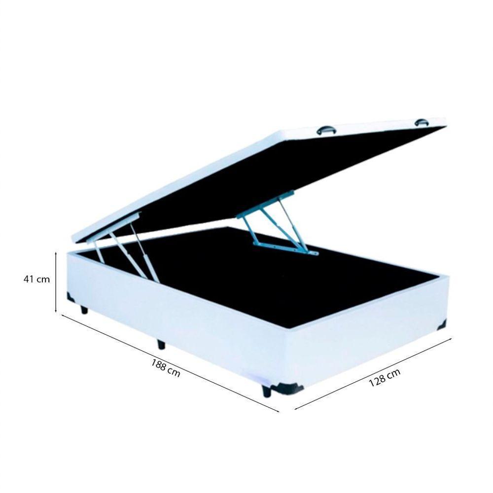 Cama Box Baú Viúva 128 Tecido Sintético Branco Com Colchão Marrocos - Poliéster - Espuma D33 30cm - 2