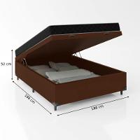 Cama Box Baú Viúva 128 Tecido Sintético Marrom Com Colchão Espuma D20 - Tampo Preto Bello Box 12cm - 2