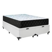 Cama Box Baú Queen 158 Tecido Sintético Branco Com Colchão Marrocos - Poliéster - Espuma D33 30cm - 1