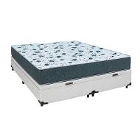 Cama Box Baú Queen 158 Tecido Sintético Branco Com Colchão Alegro Bello Box Espuma D28 Cinza 58x158x198 - 1