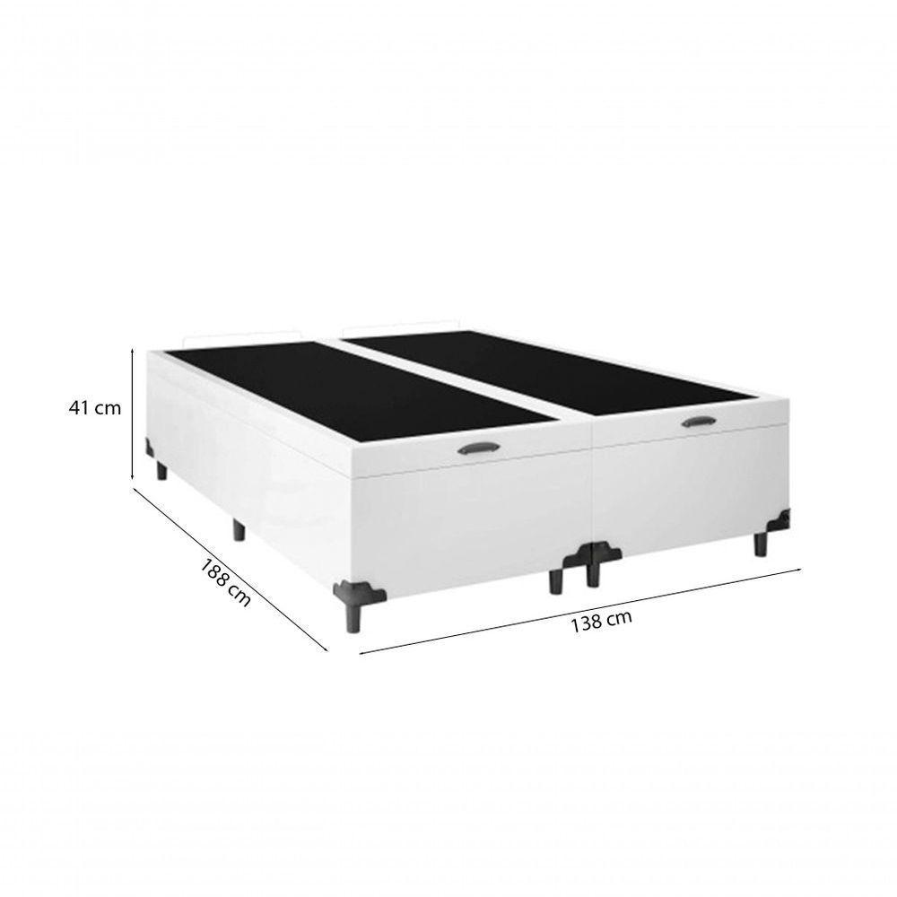 Cama Box Baú Casal 138 Bipartido Tecido Sintético Branco Com Colchão Alegro Bello Box Espuma D28 Cinza 58x138x188 - 3