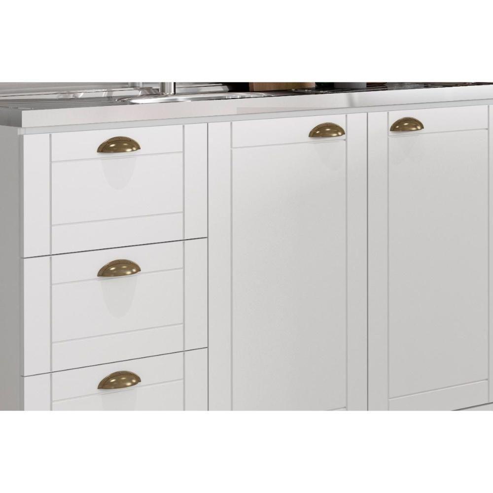 Cozinha Modulada Carraro Bella 9 Peças (2aéreos+3balcões+1paneleiro+1ilha+2complementos) C9p52 Branco-carraro - 7