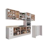 Cozinha Modulada Carraro Bella 9 Peças (2aéreos+3balcões+1paneleiro+1ilha+2complementos) C9p52 Branco-carraro