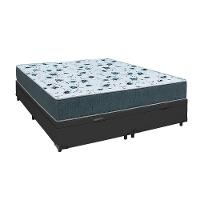 Cama Box Baú Casal 138 Bipartido Tecido Sintético Preto Com Colchão Alegro Bello Box Espuma D28 Cinza 58x138x188 - 1