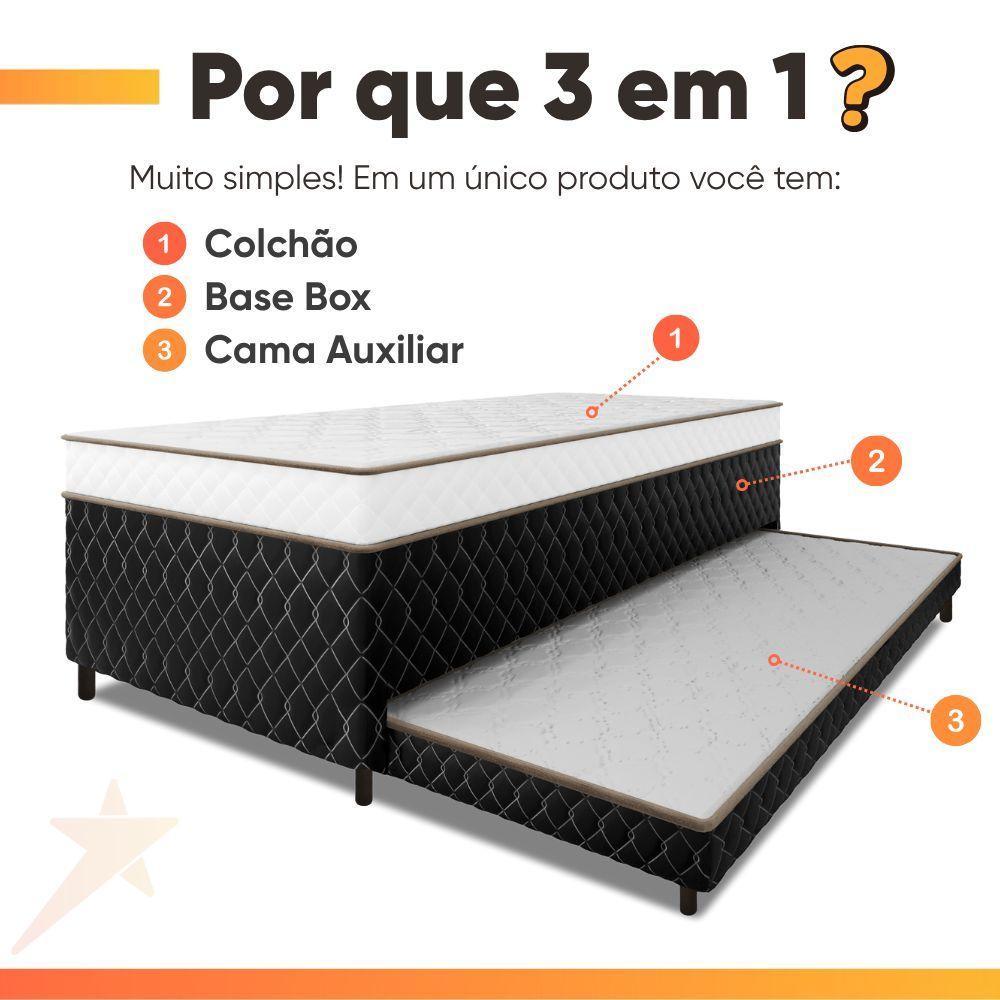 Cama Bibox Solteiro Ortopédica Com Cama Auxiliar Conjugada 88x188x51cm Dani Preto/branco - 2