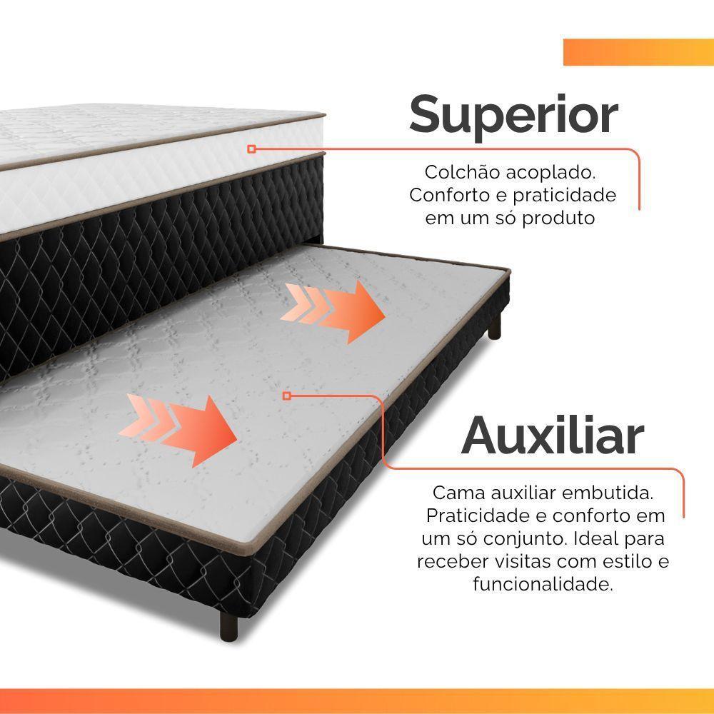 Cama Bibox Solteiro Ortopédica Com Cama Auxiliar Conjugada 88x188x51cm Dani Preto/branco - 3