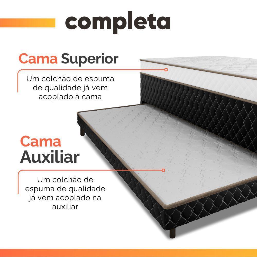 Cama Bibox Solteiro Ortopédica Com Cama Auxiliar Conjugada 88x188x51cm Dani Preto/branco - 9