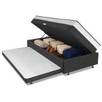 Cama Bibox Com Baú Solteiro Ortopédica Com Cama Auxiliar Conjugada 88x188x51cm Gabi Cinza/branco - 2