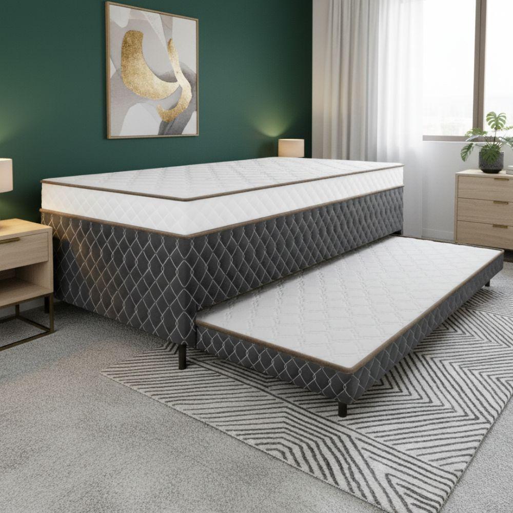 Cama Bibox Solteiro Ortopédica Com Cama Auxiliar Conjugada 88x188x51cm Dani Cinza/branco - 3