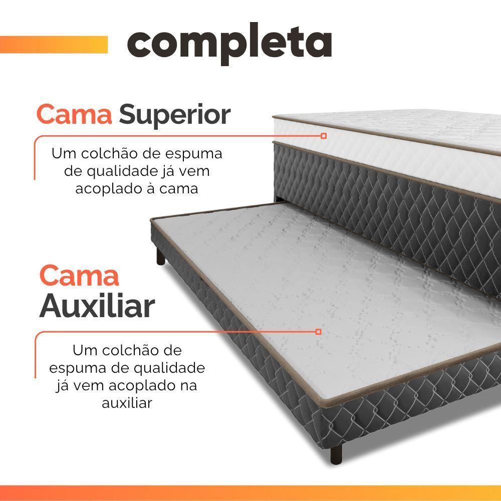 Cama Bibox Solteiro Ortopédica Com Cama Auxiliar Conjugada 88x188x51cm Dani Cinza/branco - 6