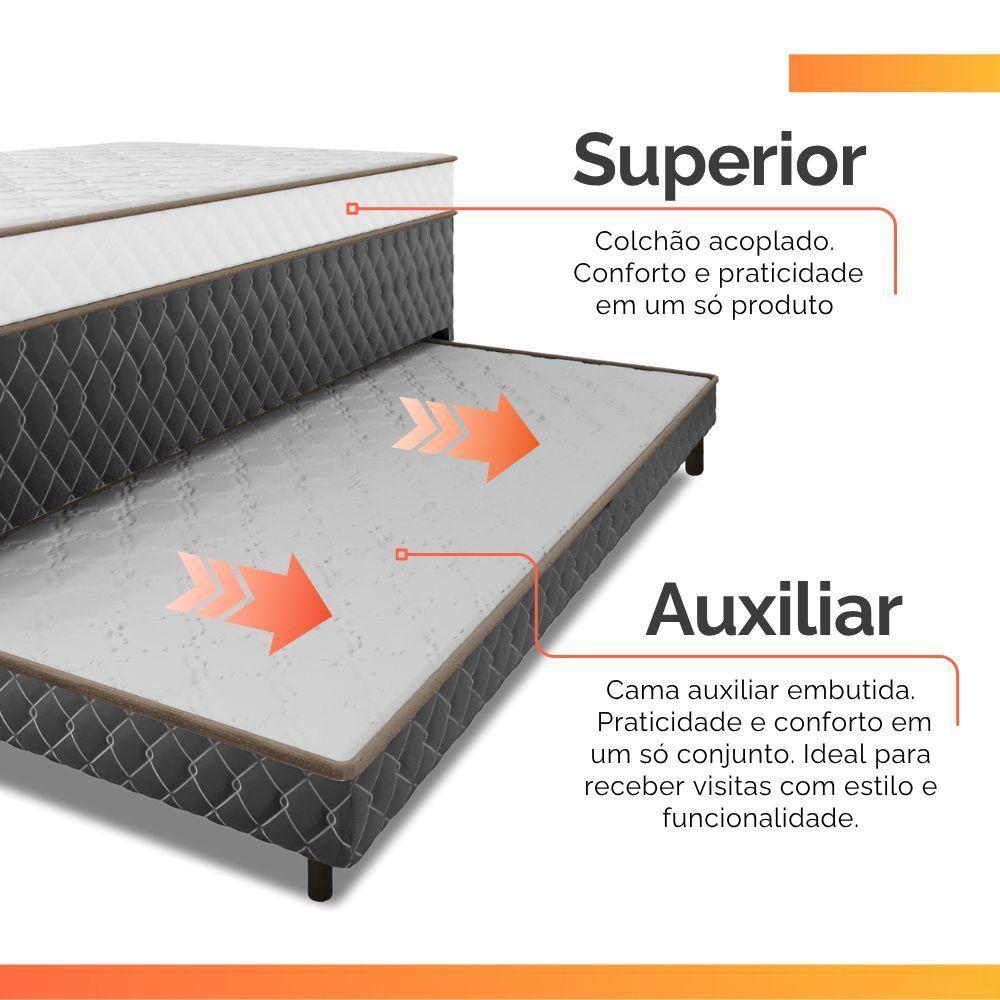 Cama Bibox Solteiro Ortopédica Com Cama Auxiliar Conjugada 88x188x51cm Dani Cinza/branco - 8