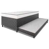 Cama Bibox Solteiro Ortopédica Com Cama Auxiliar Conjugada 88x188x51cm Dani Cinza/branco - 1