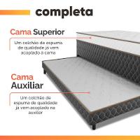 Cama Bibox Solteiro Ortopédica Com Cama Auxiliar Conjugada 88x188x51cm Dani Cinza/branco - 6