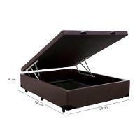 Cama Baú Viúva 128 Tecido Sintético Marrom Com Colchão Marrocos - Poliéster - Espuma D33 30cm - 3
