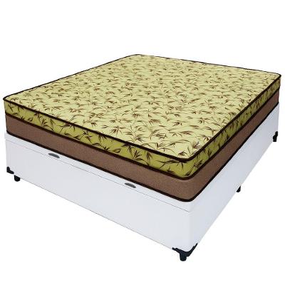 Cama Baú Casal 138 Tecido Sintético Branco Com Colchão De Espuma Tokio D33 Bege - 66x138x188cm