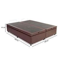 Cama Baú Casal 138 Bipartido Tecido Sintético Marrom Com Colchão Marrocos - Poliéster - Espuma D33 30cm - 2